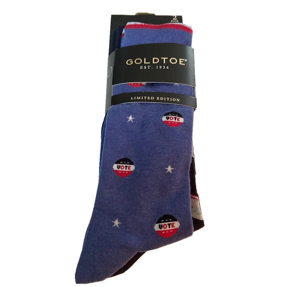 Gold toe Men’s Casual Crew Vote Socks 2 Pack NWT